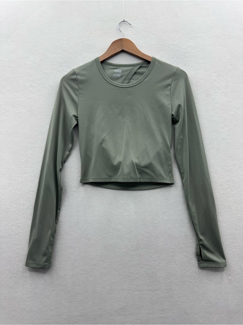 Victoria's Secret PINK Women’s Large Keyhole Back Long Sleeve Crop Top Green